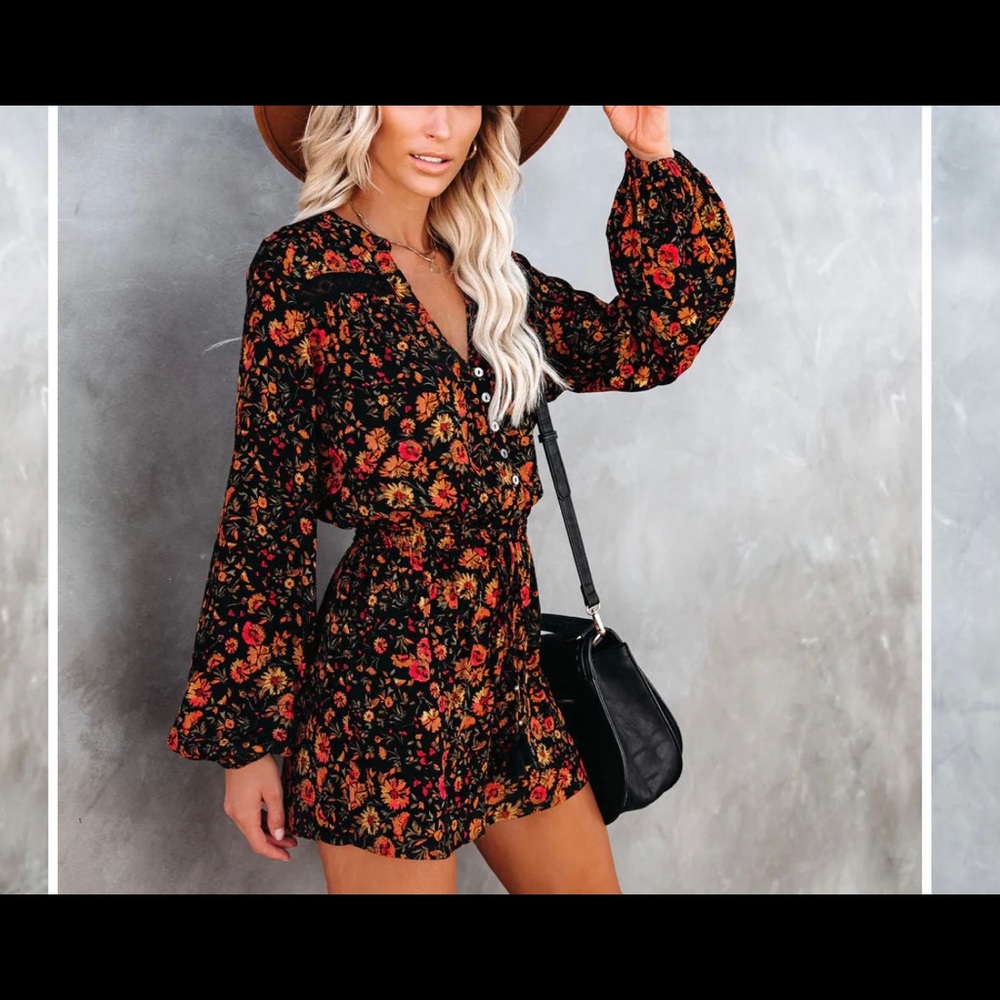 Plant Smiles Harvest Love Button Down Romper - NWT